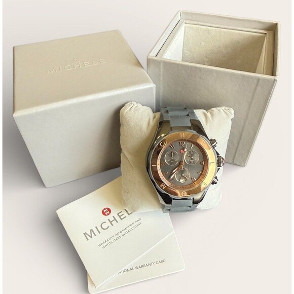 Michelle Tahitian Jelly Bean Gray and Rose Gold Ladies Watch 